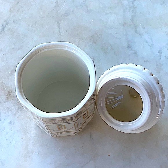 GRACE FINE PORCELAIN CANISTER GOLD ON CREAM 2 PC RARE - Picture 5 of 7